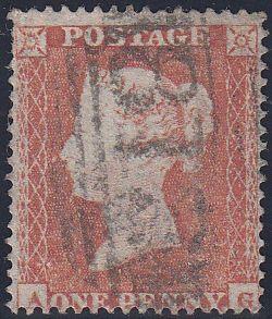 96707 - PL.194 (AG)(SG17). Good used 1854 die 1 1d pl.194 ...