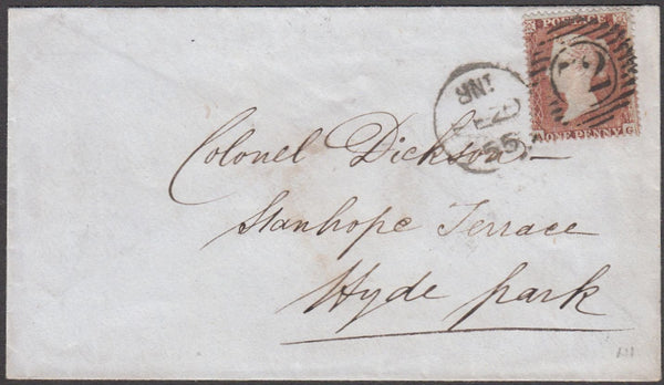 96734 - PL.196 (AG)(SG17) ON COVER. 1855 envelope used loc...