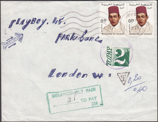 96750 - 1971 UNDERPAID MAIL MOROCCO TO LONDON. Envelope Ag...