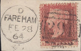 96761 - 1857 1D PL.36 (SG40)(AG). Group of six items all rose-red ...