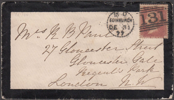 96784 - EDINBURGH DOTTED CIRCLE (RA9). 1877 mourning envel...