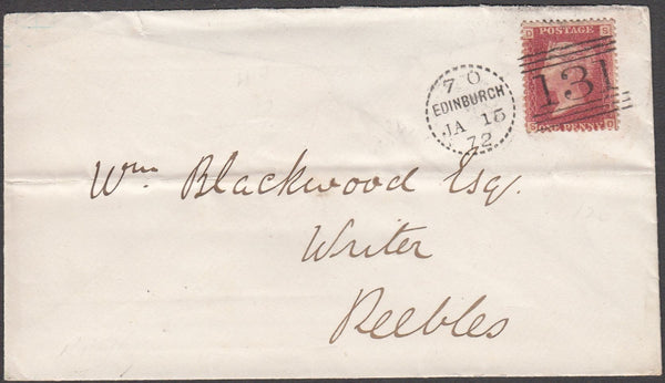 96785 - EDINBURGH DOTTED CIRCLE (RA9). 1872 envelope Edinb...