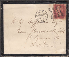 96789 - EDINBURGH DOTTED CIRCLE (RA9). 1872 mourning envel...