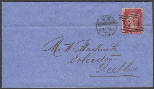 96792 - EDINBURGH DOTTED CIRCLE (RA9). 1872 envelope Edinb...