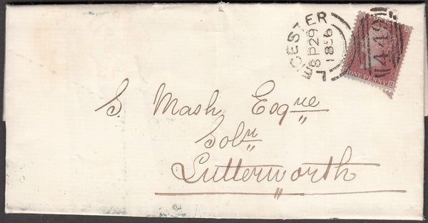96872 - PL.42 (BH)(SG29) ON COVER. 1856 entire Leicester t...