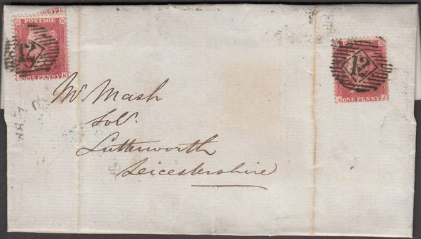 96875 - PL.56 (AJ BK)(SG40) ON COVER/LATE FEE. 1858 entire...