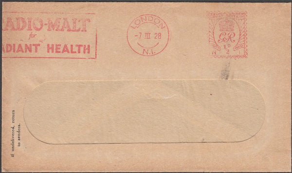 96977 - ADVERTISING/METER MARK. 1928 window envelope from ...