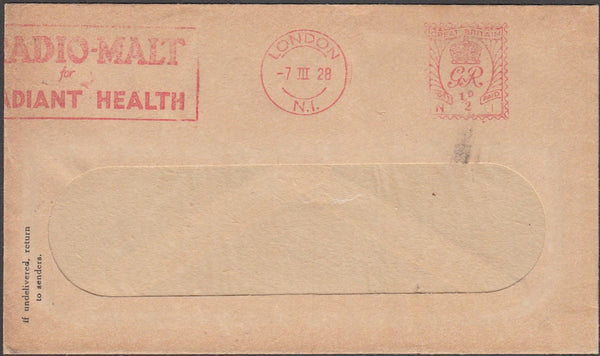 96977 - ADVERTISING/METER MARK. 1928 window envelope from ...