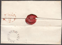 96994 - 1838 DEVON/'AXMINSTER 150' MILEAGE MARK (DN30). Letter Axminster to London dated Octob...