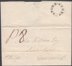 97035 - NORFOLK. 1838 entire Stoke Ferry to Norwich dated ...