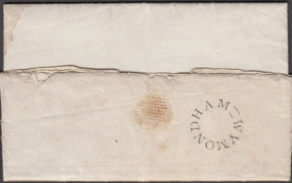 97055 - NORFOLK. 1834 letter Wymondham to Norwich, soiled,...