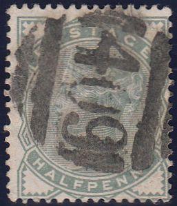 97092 - 1880 ½d PALE GREEN (SG165) CANCELLED "409" OF JERS...