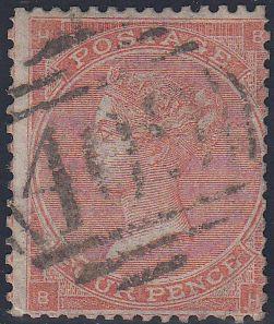 97096 - 1863 4D PALE RED (SG82) CANCELLED "409" OF JERSEY....