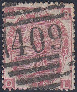 97102 - 1871 3D ROSE (SG103) CANCELLED "409" OF JERSEY. Us...