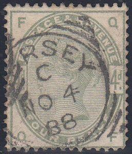 97107 - 1883 4D DULL GREEN (SG192) CANCELLED JERSEY SQUARE...