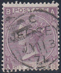 97109 - 1870 6D MAUVE (SG109) CANCELLED JERSEY CDS. Used e...