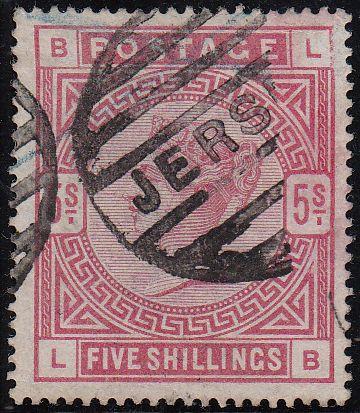 97111 - 1883 5S CRIMSON (SG181) WITH JERSEY PARCEL POST CA...