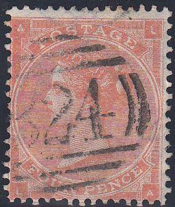 97113 - 1862 4D PALE RED (SG80) CANCELLED "324" OF GUERNSE...