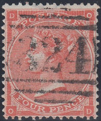97115 1863 4D BRIGHT RED (SG81) CANCELLED '324' OF GUERNSEY, GOOD USED.