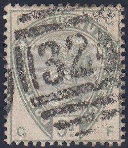 97117 - 1883 5D DULL GREEN (SG195) CANCELLED "324" OF GUER...