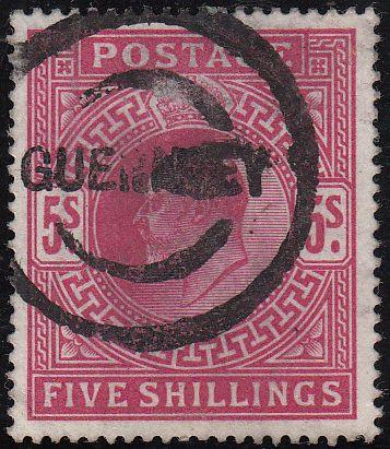 97122 - 1902 KEDVII 5S BRIGHT CARMINE (SG263) GUERNSEY PAR...