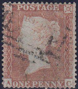 97210 - PL.198 (AC)(SG17). Good used 1854 Die 1 1d pl.198 ...