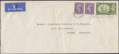 97406 1952 AIR MAIL LONDON TO AUSTRALIA 2/6D YELLOW-GREEN (SG509). Large envelope (230 x 102)...