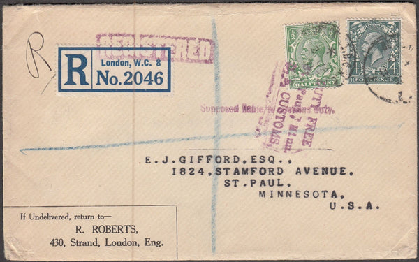 97435 - R.ROBERTS/STAMP DEALER. 1931 envelope sent registe...