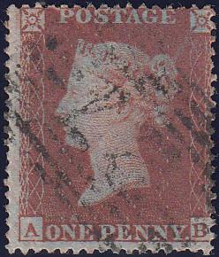 97440 - RES.PL.5 (AB)(SG17). Good used 1854 die 1 1d Res.p...