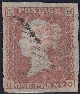 97480 - PL.156 (BG)(SG8). Used 1852 die 1 1d pl.156 letter...