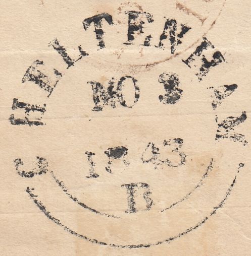 97556 - 1843 1D MULREADY WRAPPER 'THE ECONOMIC LIFE ASSURANCE SOCIETY' ADVERTISEMENT/LONDON No. '8' IN MALTESE CROSS.