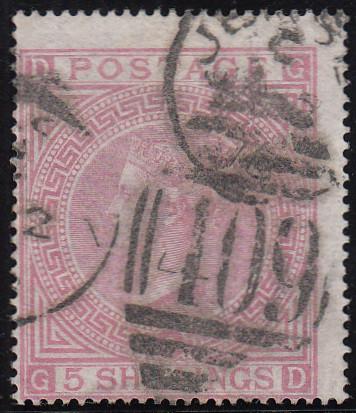 97575  1874 5S PALE ROSE PLATE 2 (SG127)(GD) USED IN JERSEY.