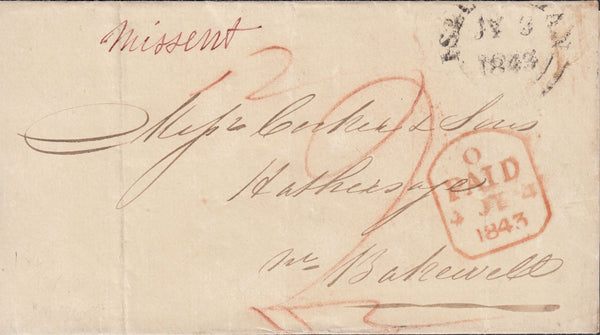 97584 - ISLE OF MAN/1843 MISSENT. Large part wrapper to Ha...