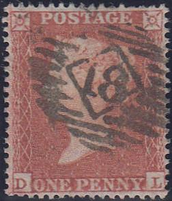 97619 - PL.201 (DL)(SG17). Good used 1854 die 1 1d pl.201 ...