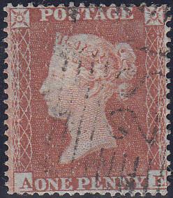 97672 - PL.195 (AE)(SG17). Good used 1854 Die 1 1d pl.195 ...