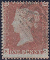 97703 - PL.166 (SG)(SG17). Good to fine used 1854 Die 1 1d pl.166 S.C.16 (SG17)