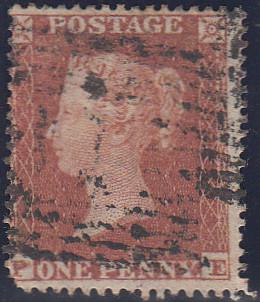 97704 - PL.196 (PE)(SG17)?LONG STAMP. Used 1854 die 1 1d pl.196 lette...