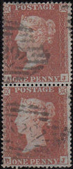 97710 - PL.196 (AJ BJ)(SG17). Good used vertical pair 1854 Die 1 1d pl.1...