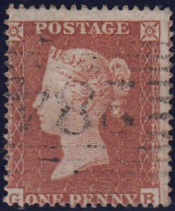 97750 - PL.190 (GB)(SG17). Good used 1854 die 1 1d pl.190 ...