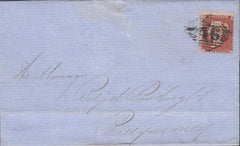 97871 - 1855 DIE 2 1D PL.203 (AC RE-ENTRY) S.C.14(SG22 SPEC C2e) ON COVER. 1855...