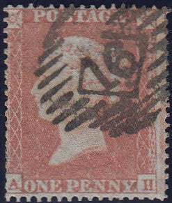 97874 - PL.198 (AH)(SG17)/MISSING IMPRIMATUR LETTERING. Good used 1854 die 1 1d pl.198 ...