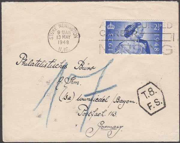 97904 - 1948 UNDERPAID MAIL LONDON TO GERMANY.