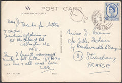 97906 - 1967 UNDERPAID POST CARD UK TO FRANCE.