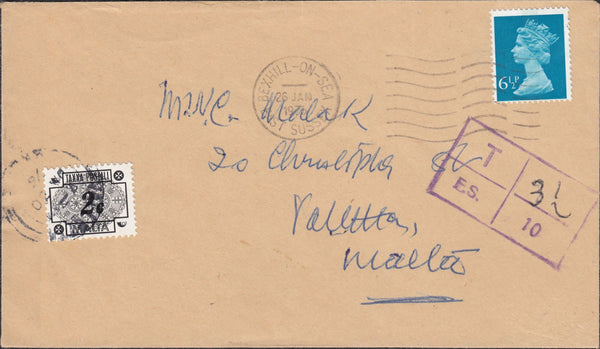 97920 - 1976 UNDERPAID MAIL UK TO MALTA.