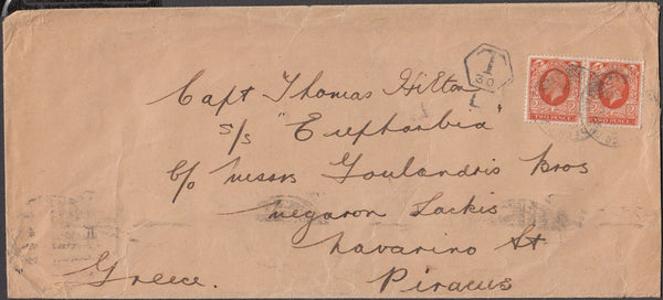 97999 1936 UNDERPAID MAIL DURHAM TO GREECE.