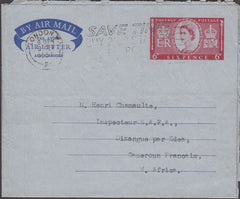 98054 - 1954 CORONATION AIR LETTER LONDON TO CAMEROON, WEST AFRICA.