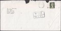 98122 - 1986 UNDERPAID MAIL UK TO SAUDI ARABIA.