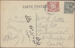98256 - 1924 UNDERPAID MAIL FRANCE TO LONDON/1½D POSTAGE DUE.