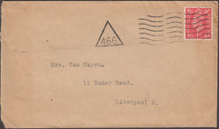 98291 - CIRCA 1946 LIVERPOOL "466" TRIANGULAR INSTRUCTIONAL MARKS.