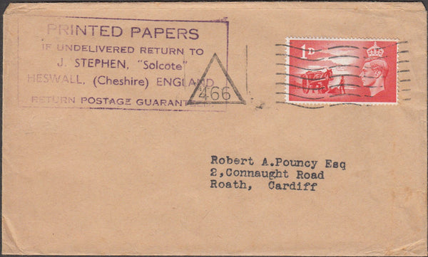 98291 - CIRCA 1946 LIVERPOOL "466" TRIANGULAR INSTRUCTIONAL MARKS.